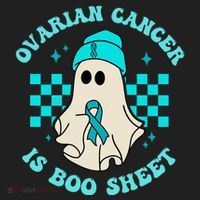 Cute Ovarian Cancer Is Boo Sheet Halloween Ghost Teal Ribbon Golf Towel thumb 3