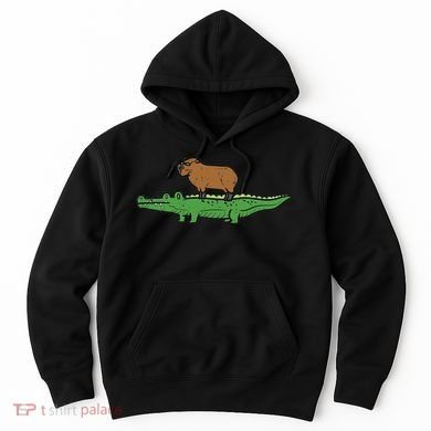 Capybara On Crocodile Capy Alligator Rodent Women Hoodie