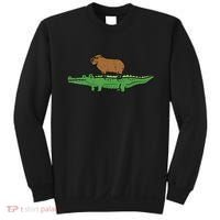 Capybara On Crocodile Capy Alligator Rodent Women Sweatshirt thumb 0