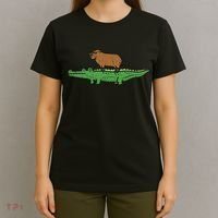 Capybara On Crocodile Capy Alligator Rodent Women T-Shirt thumb 4