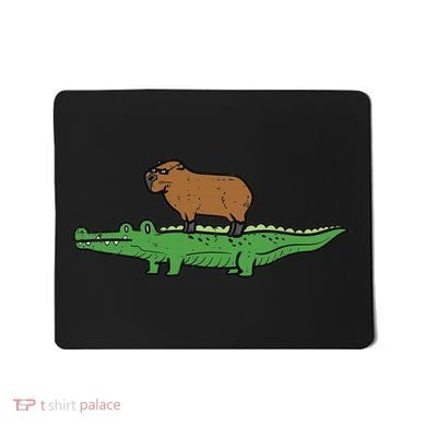 Capybara On Crocodile Capy Alligator Rodent Women Mousepad