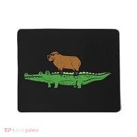 Capybara On Crocodile Capy Alligator Rodent Women Mousepad thumb 0