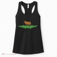 Capybara On Crocodile Capy Alligator Rodent Women Women's Tank Top thumb 0