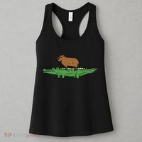 Capybara On Crocodile Capy Alligator Rodent Women Women's Tank Top thumb 3