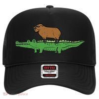 Capybara On Crocodile Capy Alligator Rodent Women Hat thumb 0