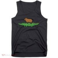 Capybara On Crocodile Capy Alligator Rodent Women Tank Top thumb 0