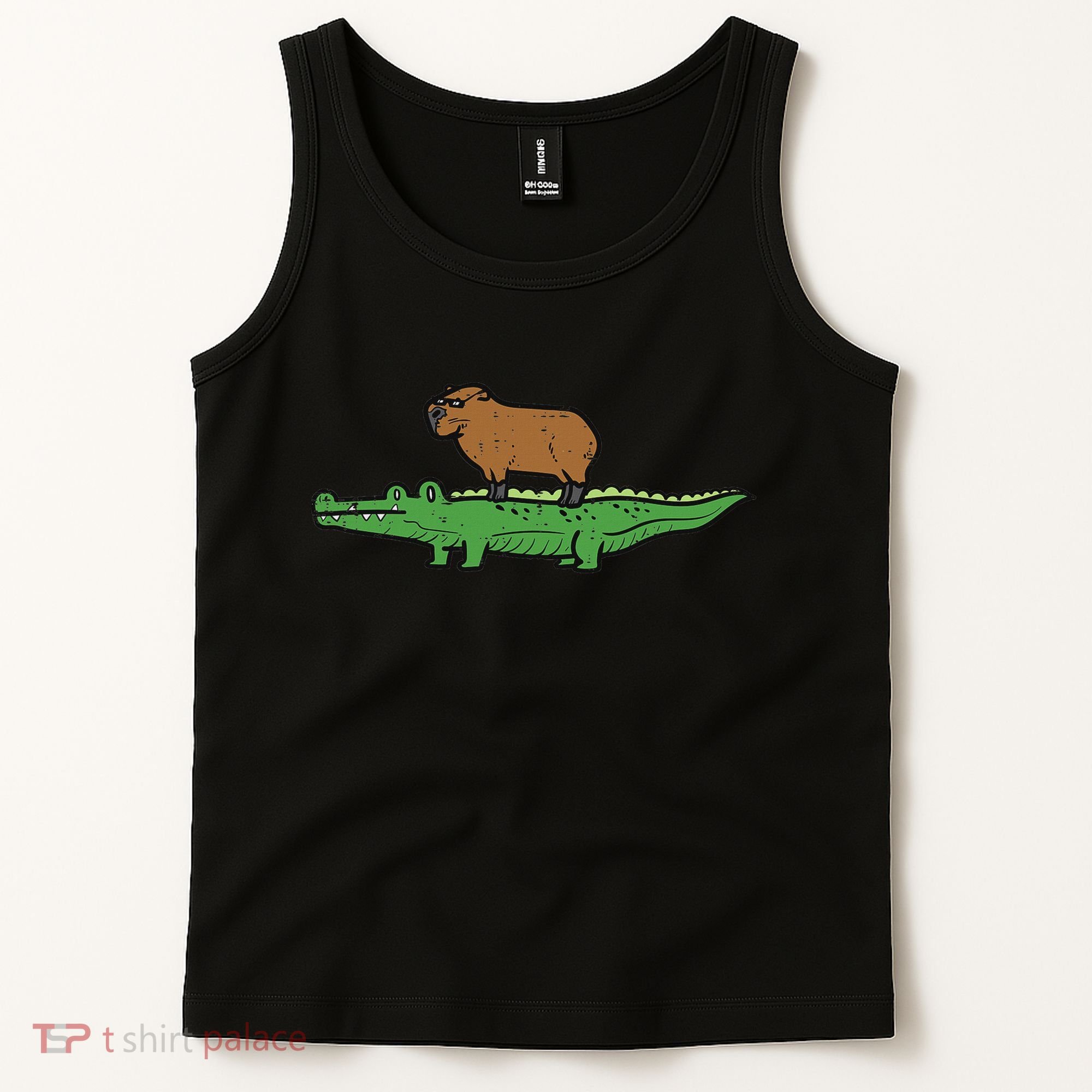 Capybara On Crocodile Capy Alligator Rodent Women Tank Top