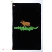 Capybara On Crocodile Capy Alligator Rodent Women Golf Towel thumb 0