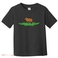 Capybara On Crocodile Capy Alligator Rodent Women Toddler T-Shirt thumb 0