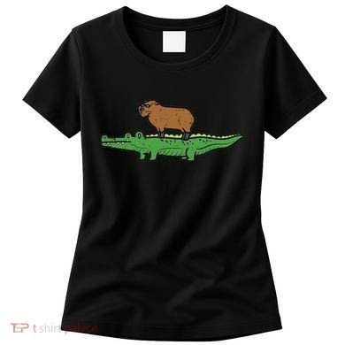 Capybara On Crocodile Capy Alligator Rodent Women Women's T-Shirt