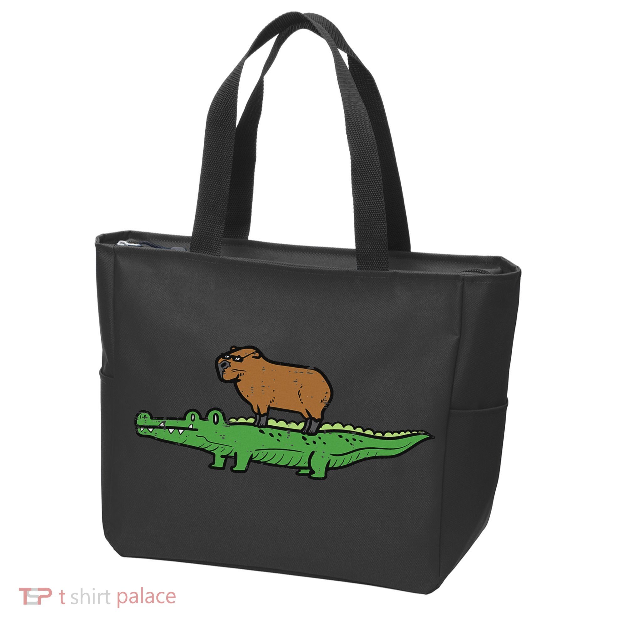 Capybara On Crocodile Capy Alligator Rodent Women Tote Bag