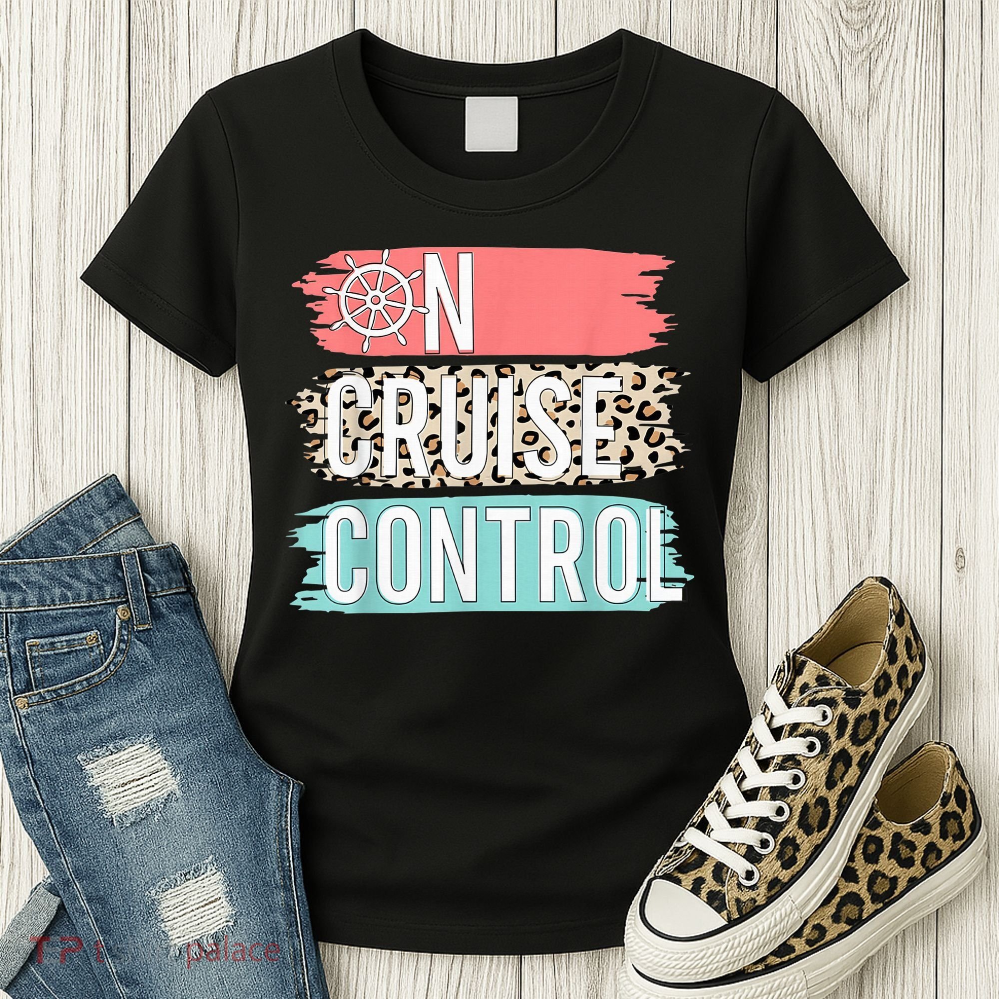 Control On Cruise Leopard Funny Summer Vacation Family Wo Women's T-Shirt