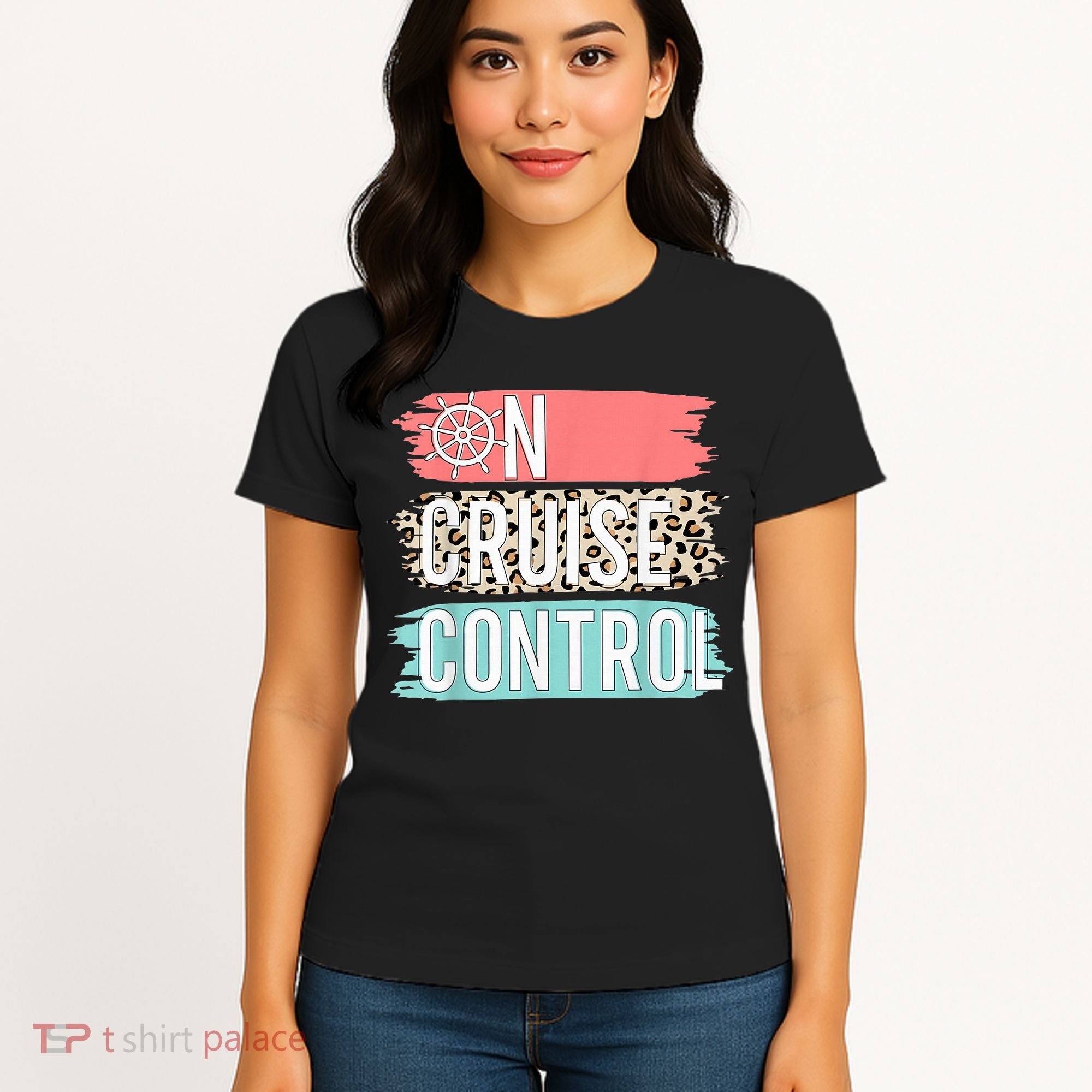 Control On Cruise Leopard Funny Summer Vacation Family Wo Women's T-Shirt