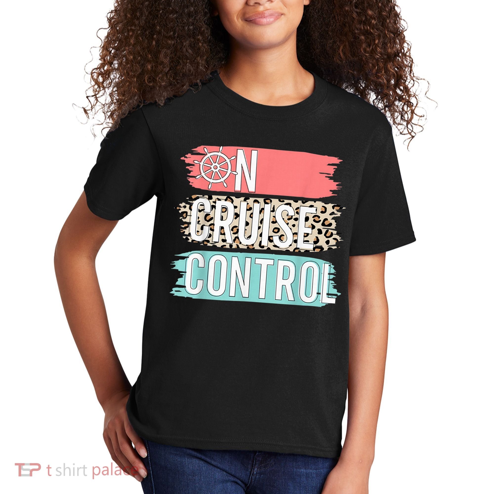 Control On Cruise Leopard Funny Summer Vacation Family Wo Kids T-Shirt