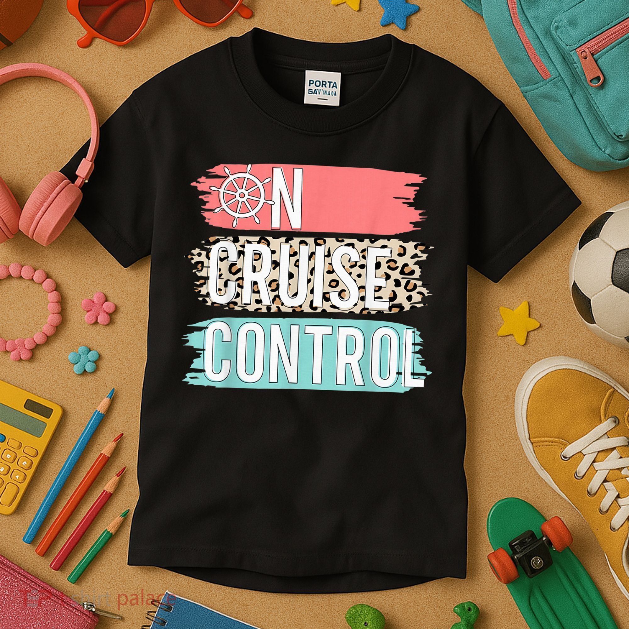 Control On Cruise Leopard Funny Summer Vacation Family Wo Kids T-Shirt