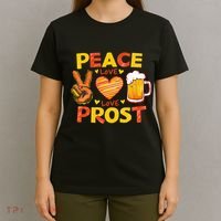 Cute Oktoberfest Costume Peace Love Prost Prost Oktoberfest T-Shirt thumb 4