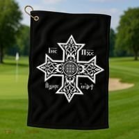Coptic Orthodox Cross With Jesus Christ The Son Of God Golf Towel thumb 1