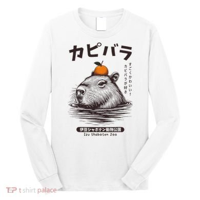 Capybara Onsen Capybara With Orange Capybara Lovers Long Sleeve Shirt