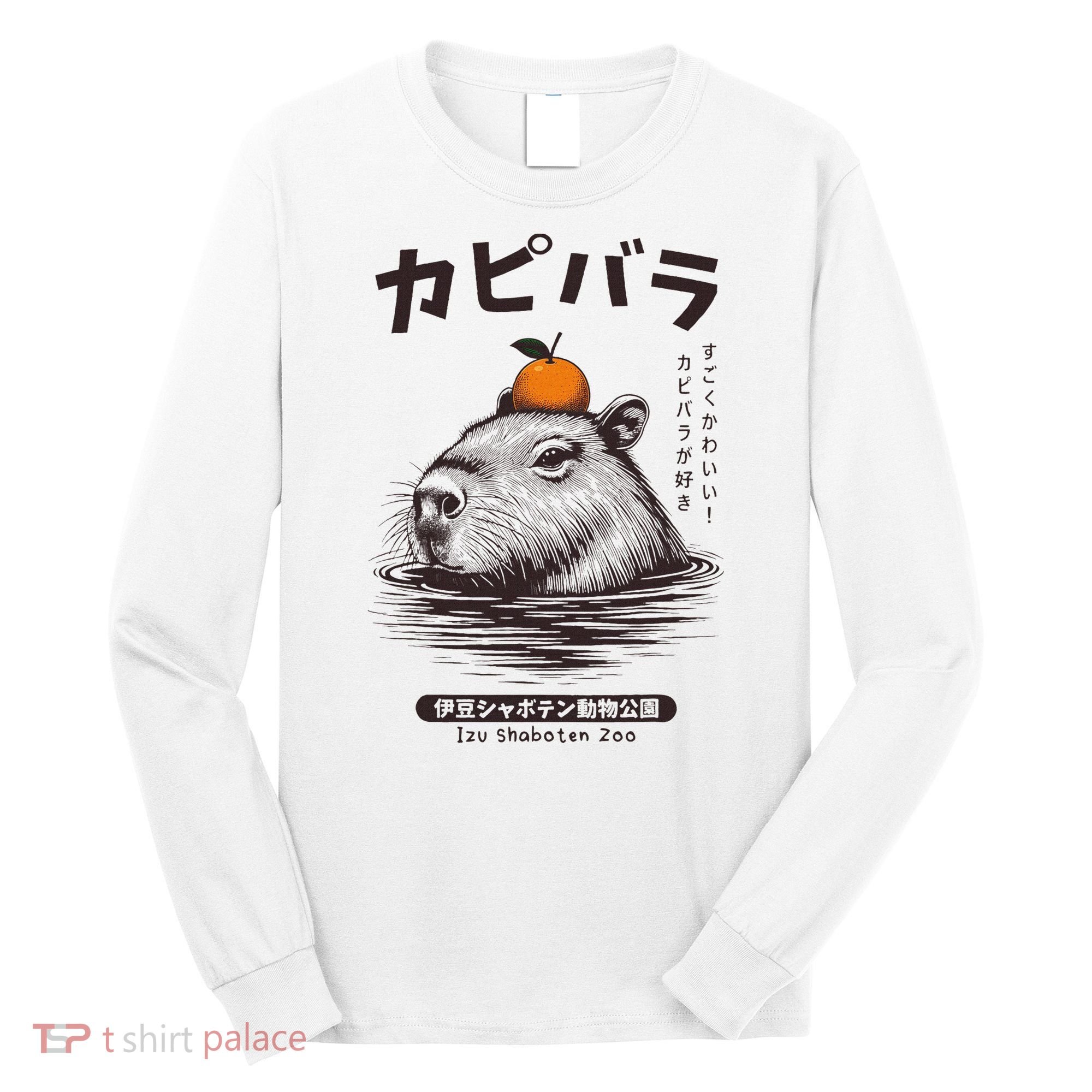 Capybara Onsen Capybara With Orange Capybara Lovers Long Sleeve Shirt