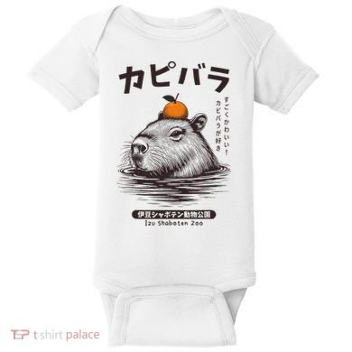 Capybara Onsen Capybara With Orange Capybara Lovers Baby Bodysuit