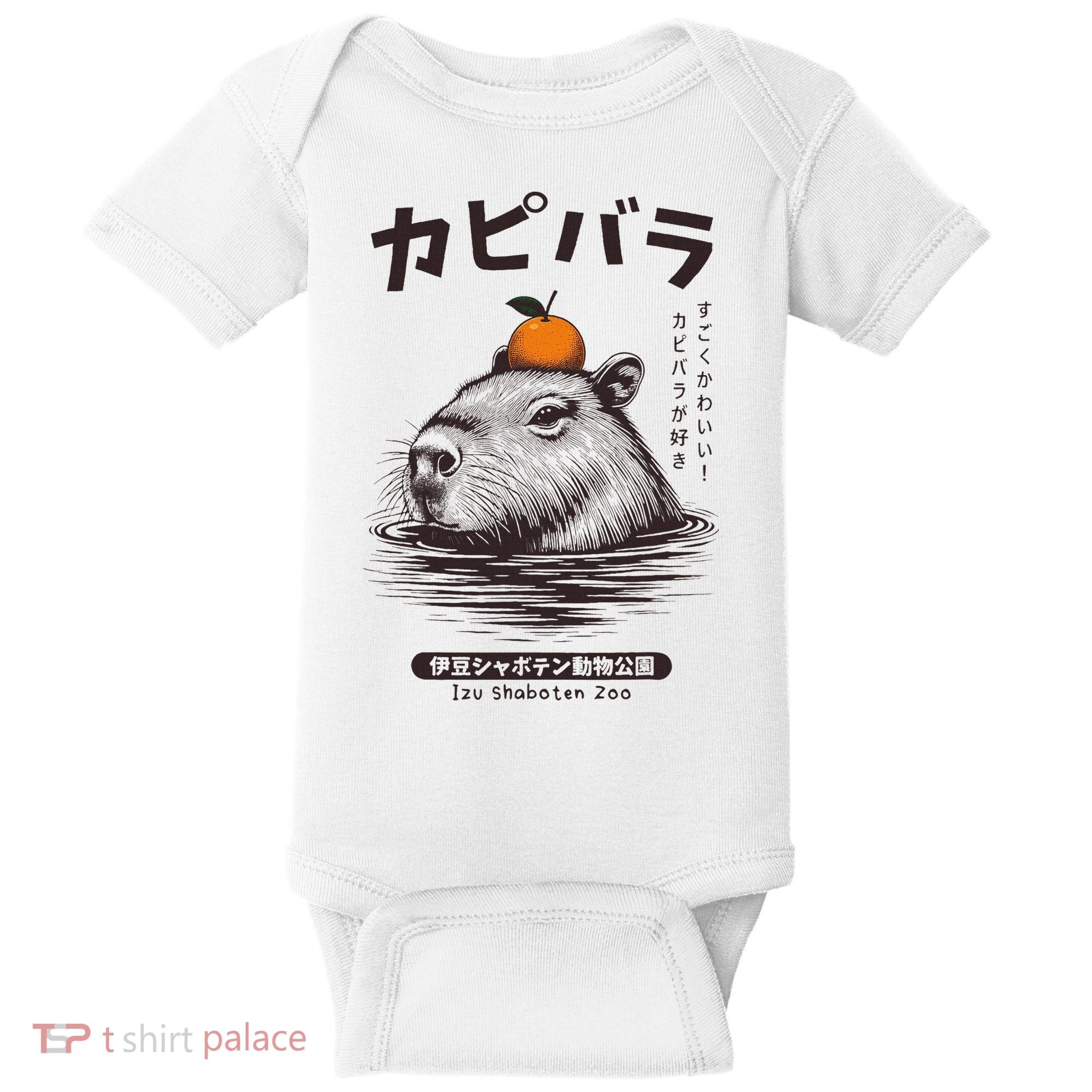Capybara Onsen Capybara With Orange Capybara Lovers Baby Bodysuit