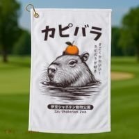 Capybara Onsen Capybara With Orange Capybara Lovers Golf Towel thumb 1