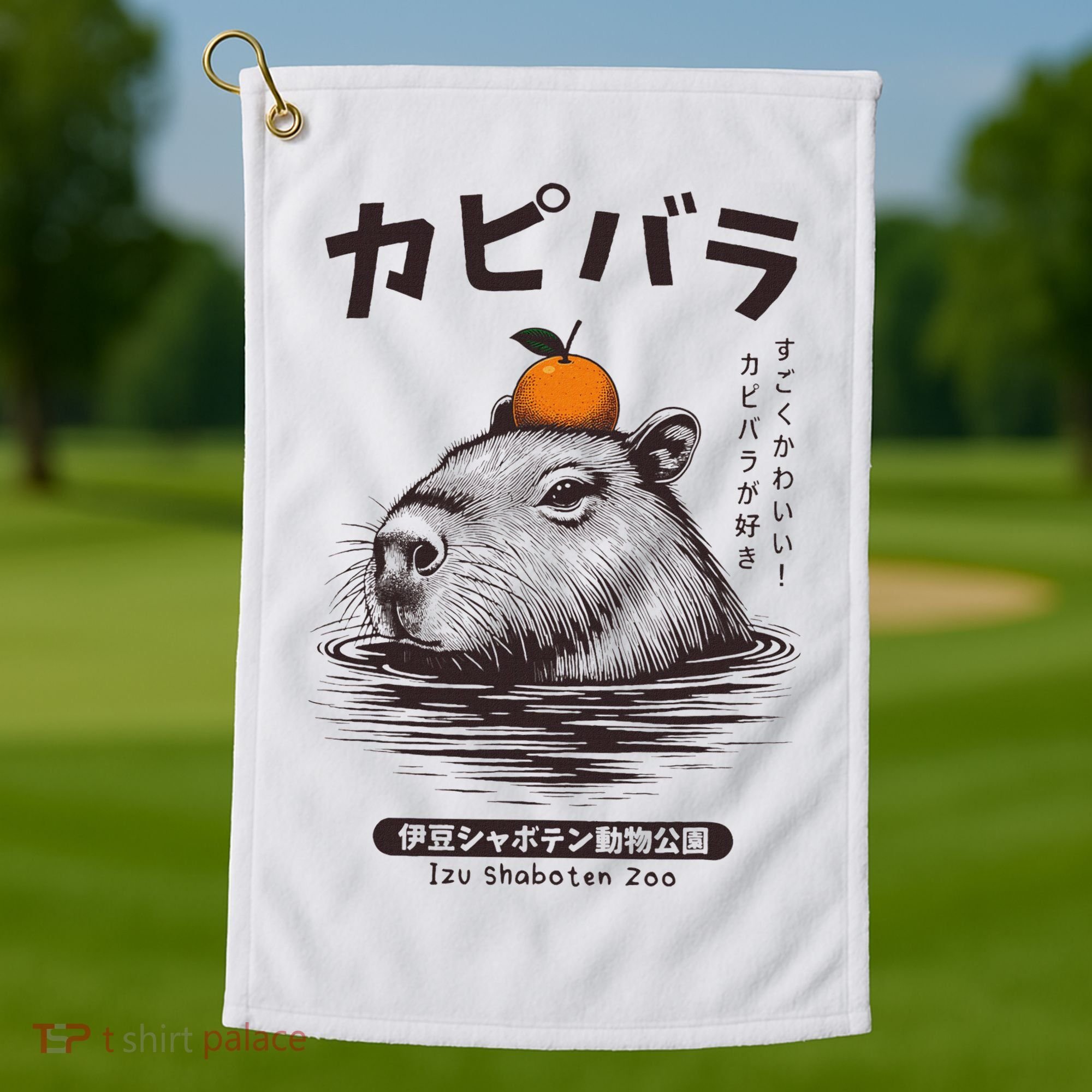 Capybara Onsen Capybara With Orange Capybara Lovers Golf Towel