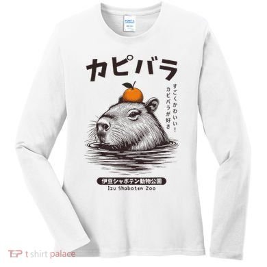 Capybara Onsen Capybara With Orange Capybara Lovers Women's Long Sleeve Shirt