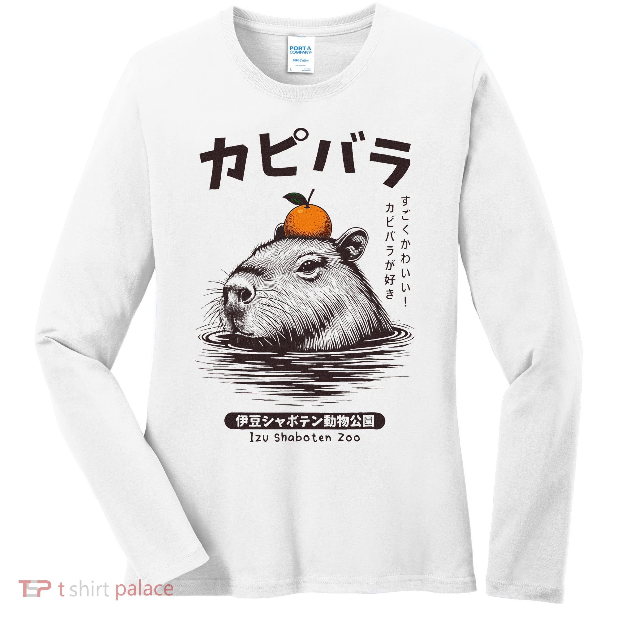 Capybara Onsen Capybara With Orange Capybara Lovers Women's Long Sleeve Shirt