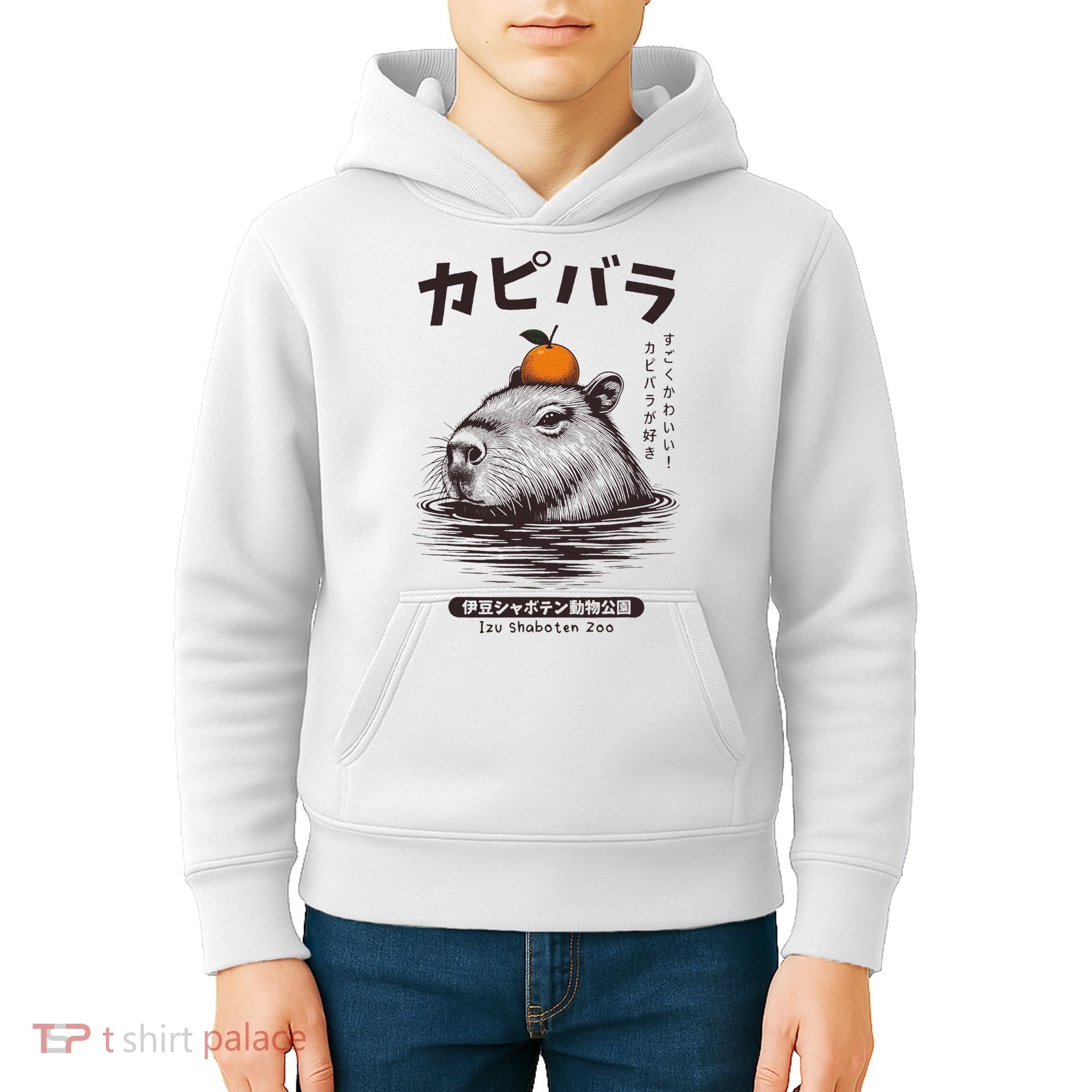 Capybara Onsen Capybara With Orange Capybara Lovers Kids Hoodie