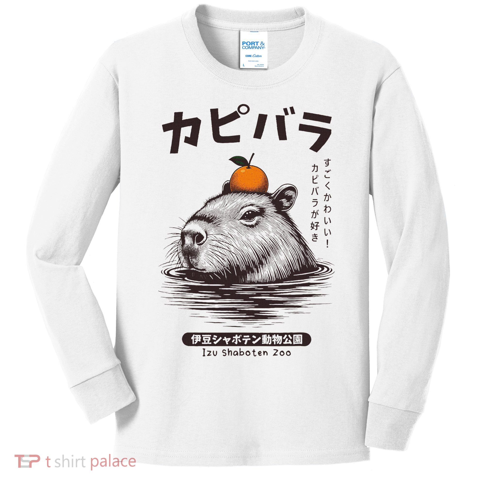 Capybara Onsen Capybara With Orange Capybara Lovers Kids Long Sleeve Shirt