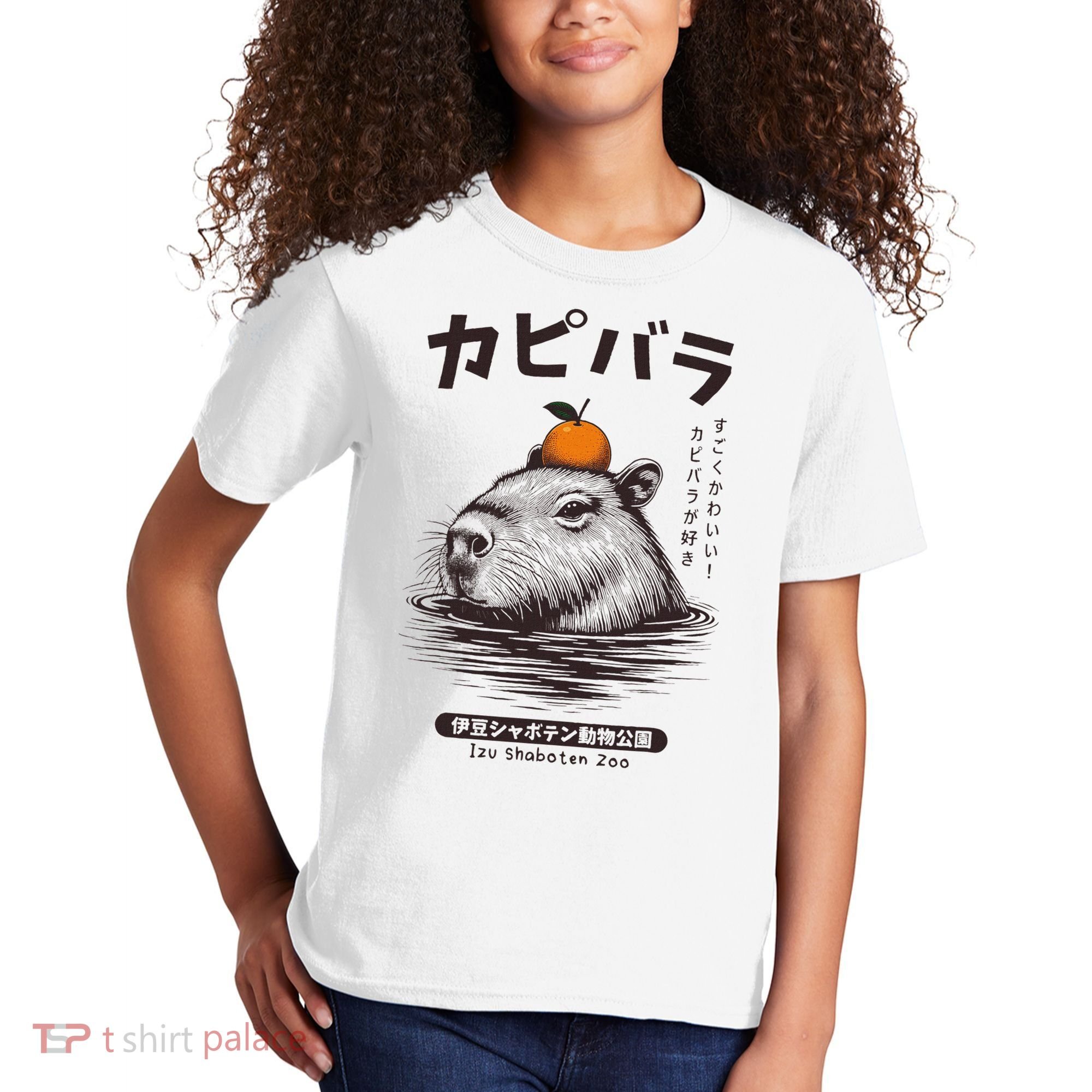 Capybara Onsen Capybara With Orange Capybara Lovers Kids T-Shirt