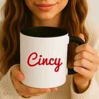 Cincinnati Ohio Classic Red Script Cincy City Gift Coffee Mug thumb 3