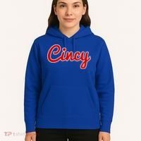 Cincinnati Ohio Classic Red Script Cincy City Gift Hoodie thumb 5
