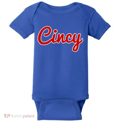 Cincinnati Ohio Classic Red Script Cincy City Gift Baby Bodysuit