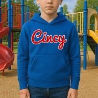 Cincinnati Ohio Classic Red Script Cincy City Gift Kids Hoodie thumb 2