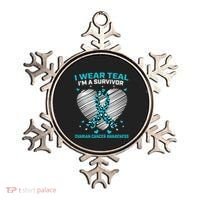 Cute Ovarian Cancer Awareness Products Cheetah Teal Survivor Gift Ornament thumb 0