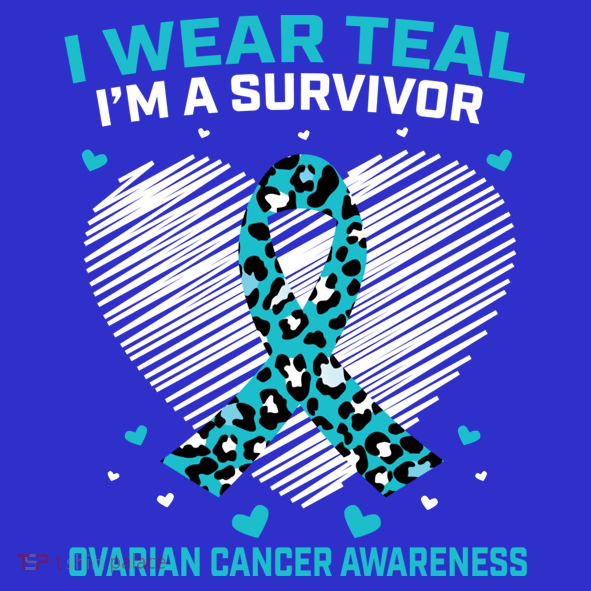 Cute Ovarian Cancer Awareness Products Cheetah Teal Survivor Gift Hoodie