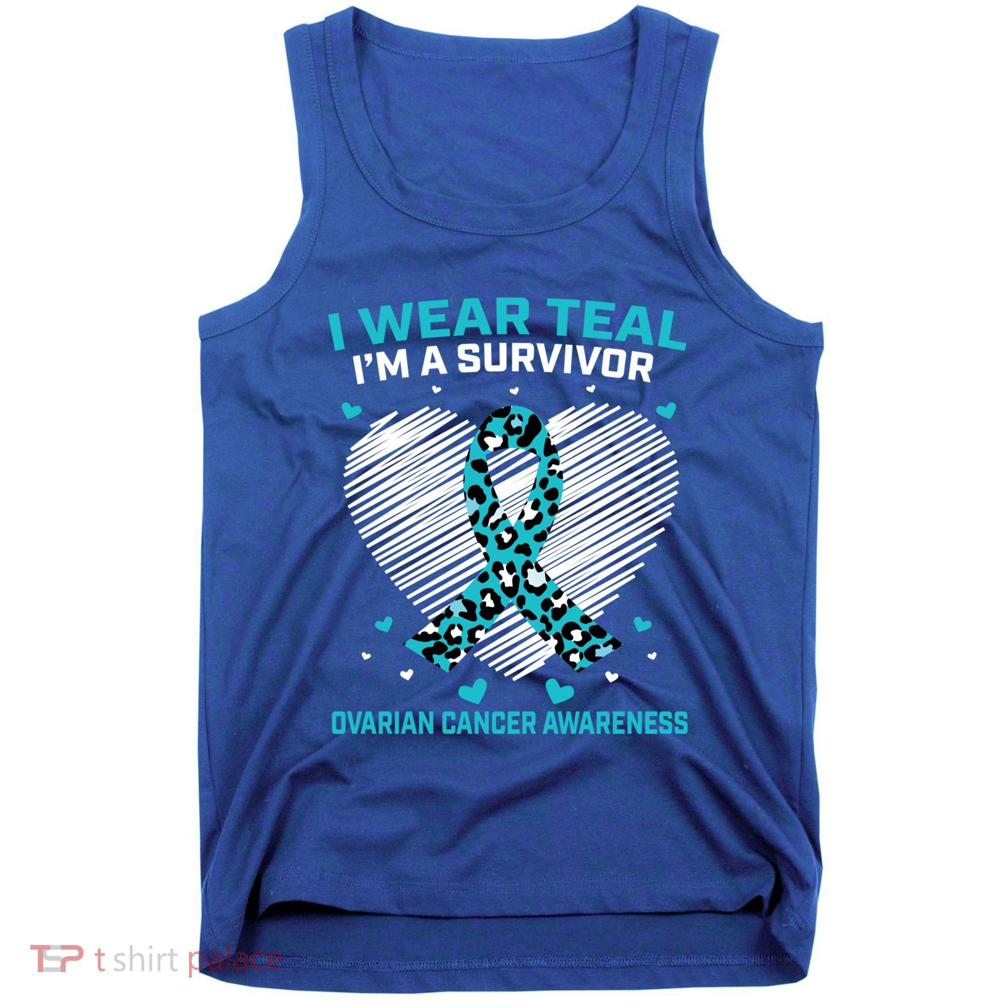 Cute Ovarian Cancer Awareness Products Cheetah Teal Survivor Gift Tank Top