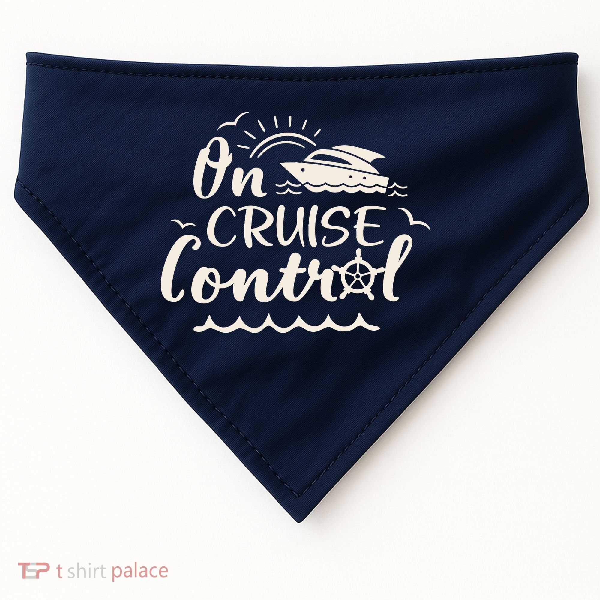 Cruise On Control Funny Boat Cruising Travel Summer Vacation USA-Made Doggie Bandana