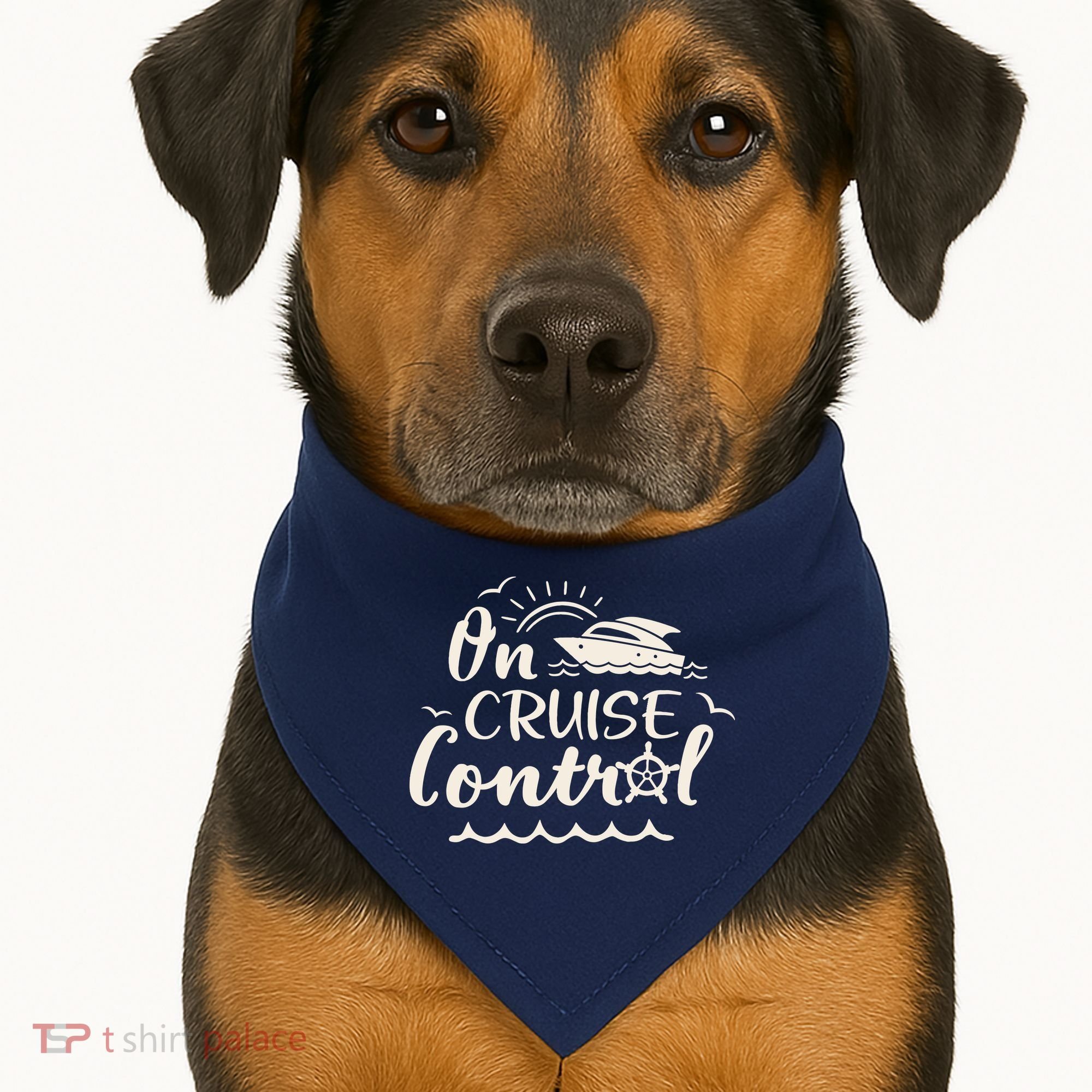 Cruise On Control Funny Boat Cruising Travel Summer Vacation USA-Made Doggie Bandana
