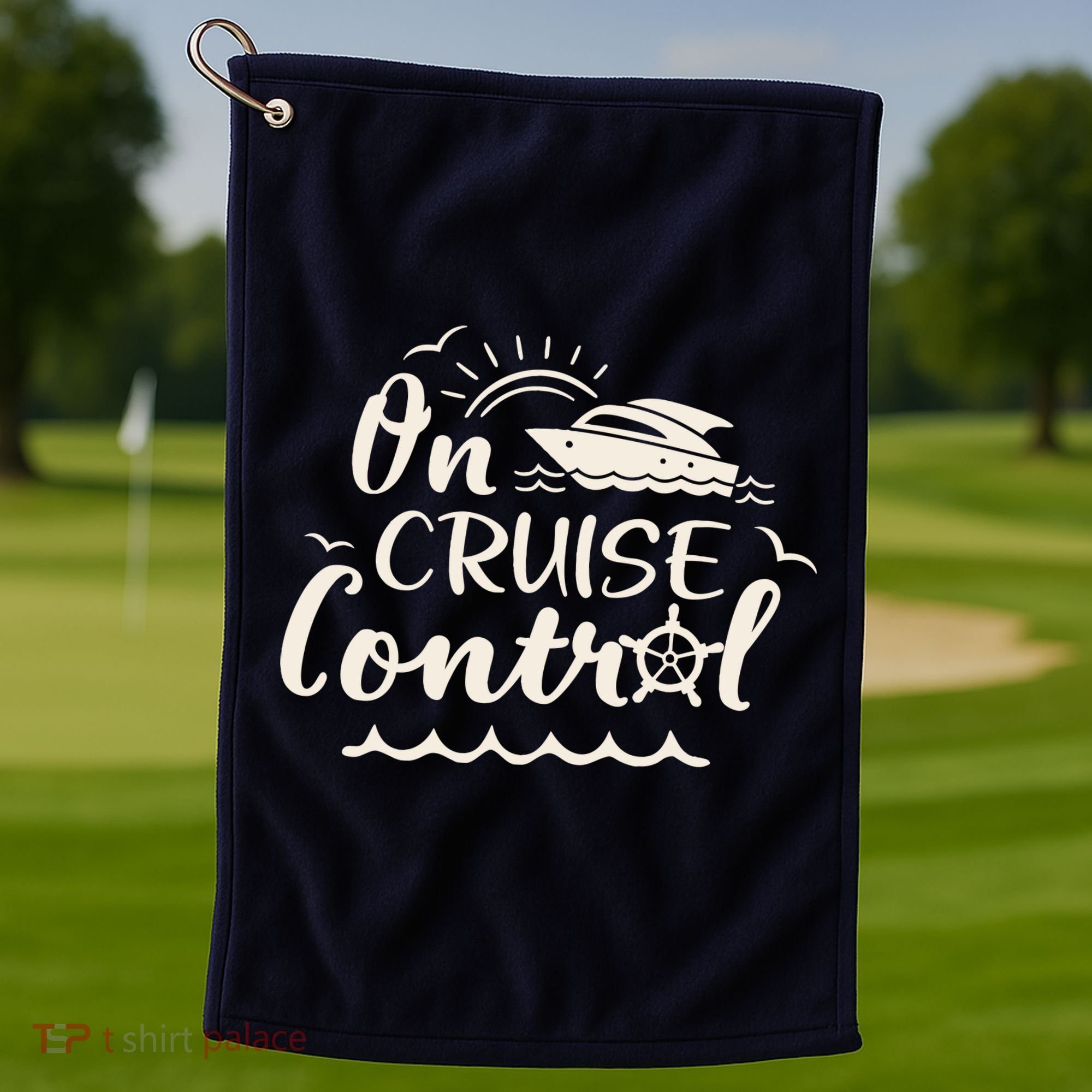 Cruise On Control Funny Boat Cruising Travel Summer Vacation Golf Towel