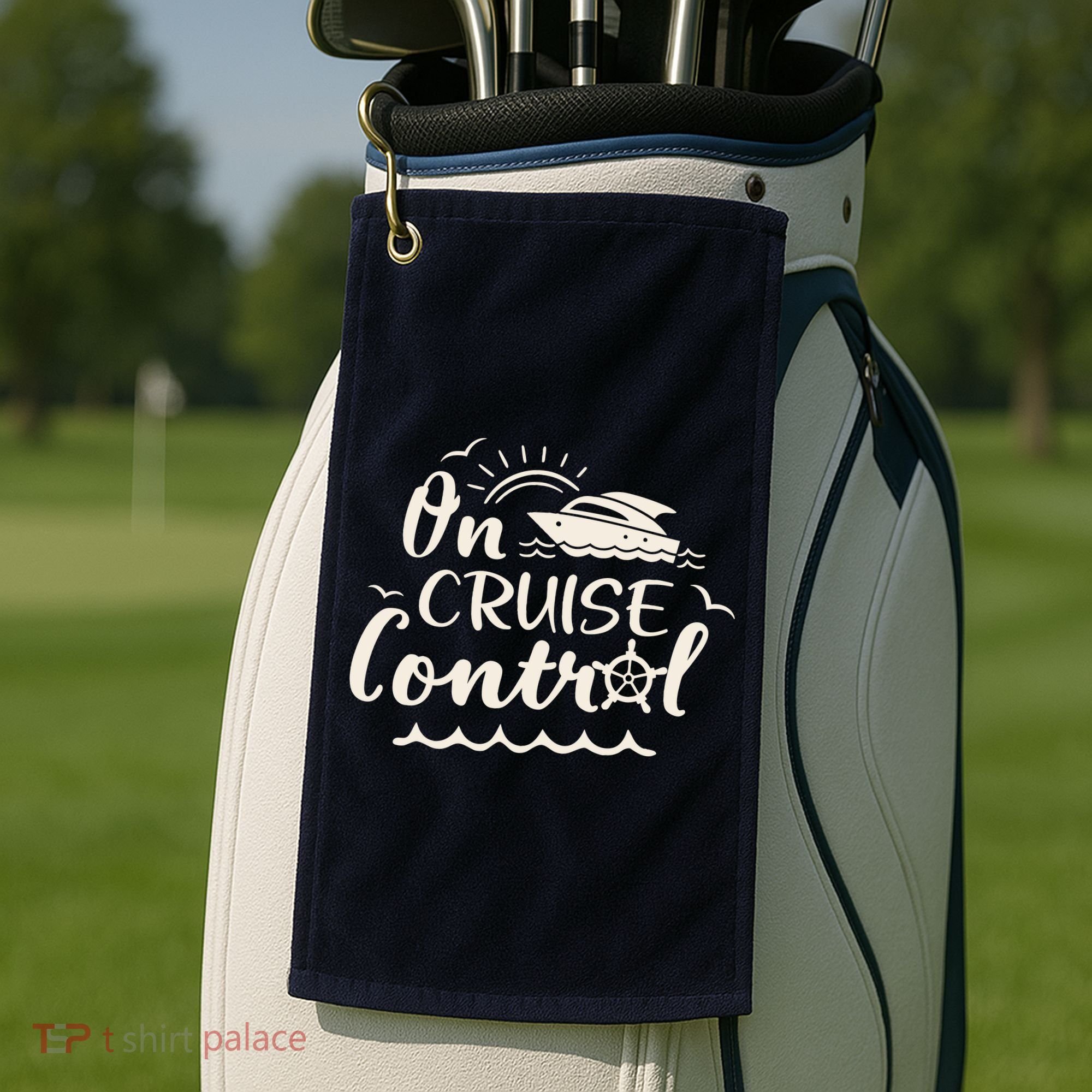 Cruise On Control Funny Boat Cruising Travel Summer Vacation Golf Towel
