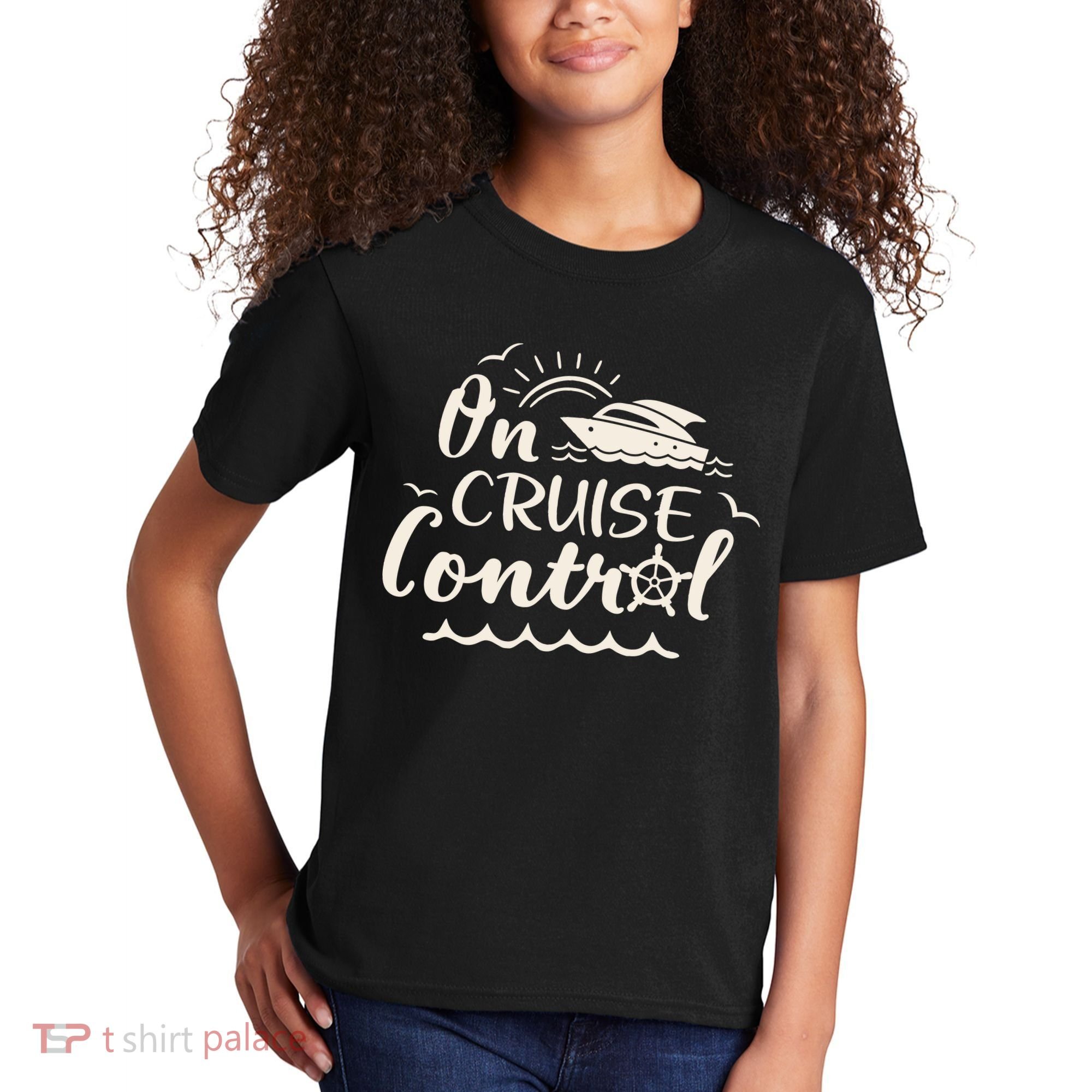 Cruise On Control Funny Boat Cruising Travel Summer Vacation Kids T-Shirt