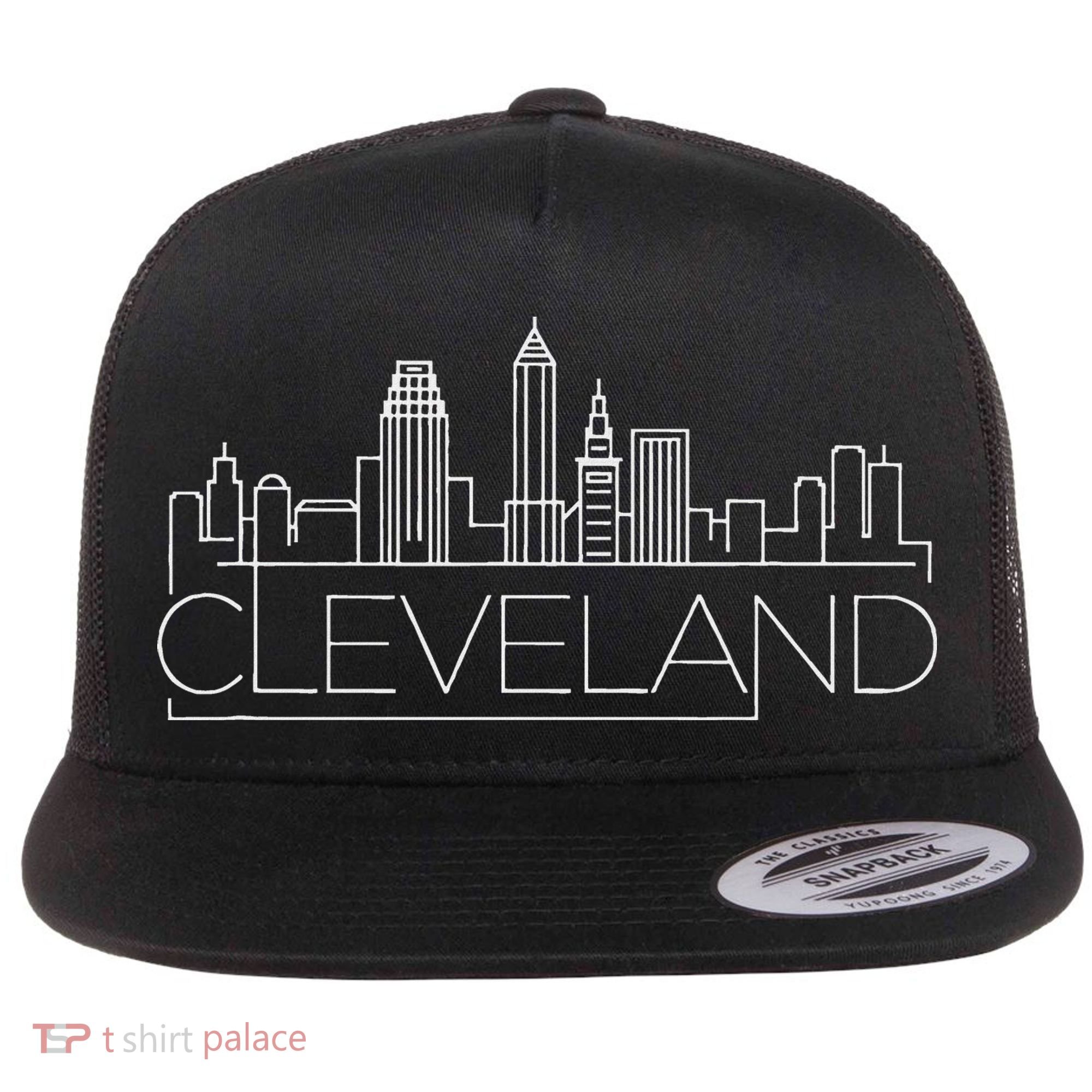 Cleveland Ohio City Skyline Flat Bill Trucker Hat