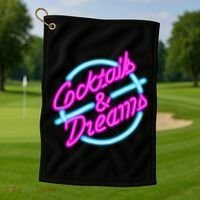 Cocktails And Dreams Retro 80s Golf Towel thumb 1