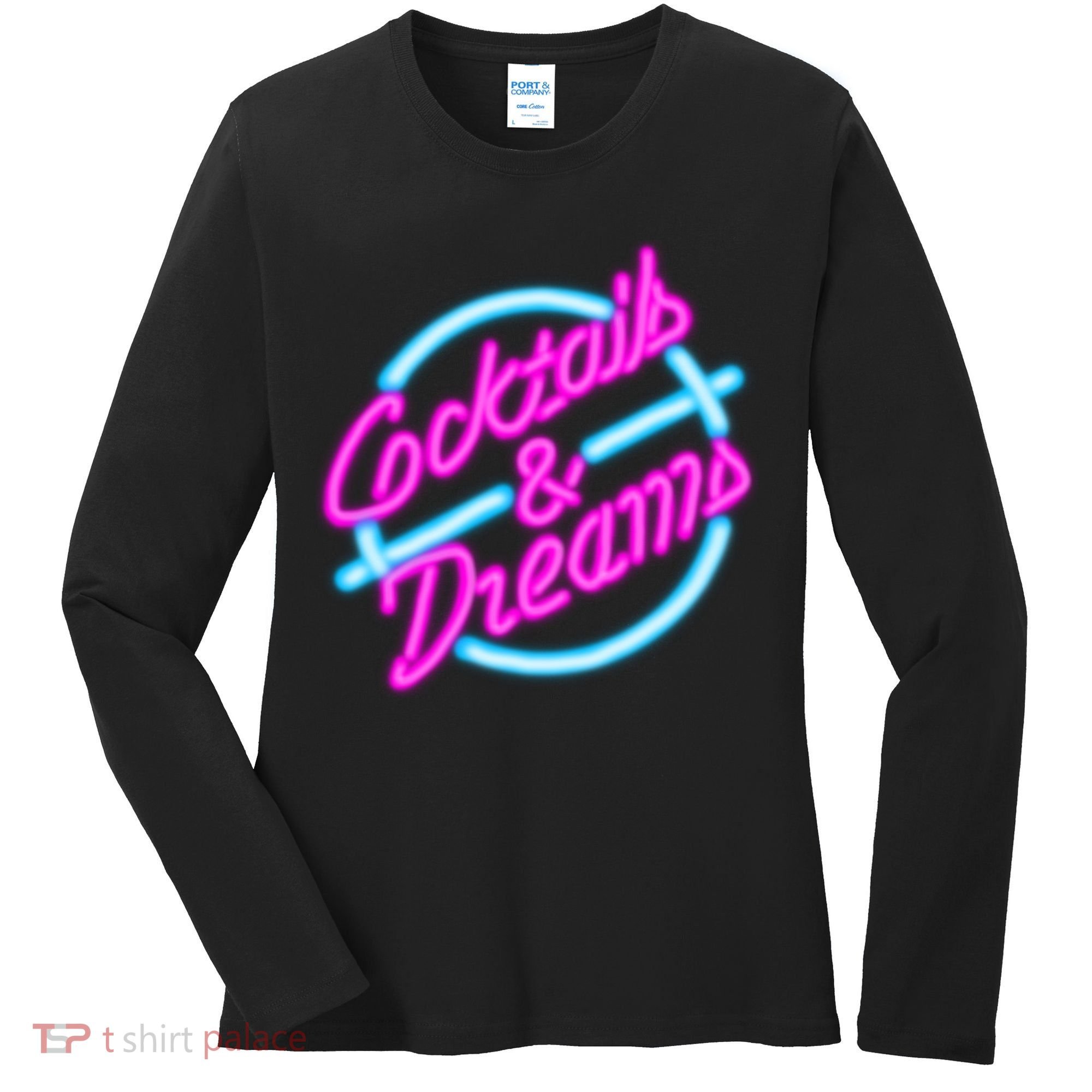 Cocktails And Dreams Retro 80s Women's Long Sleeve Shirt