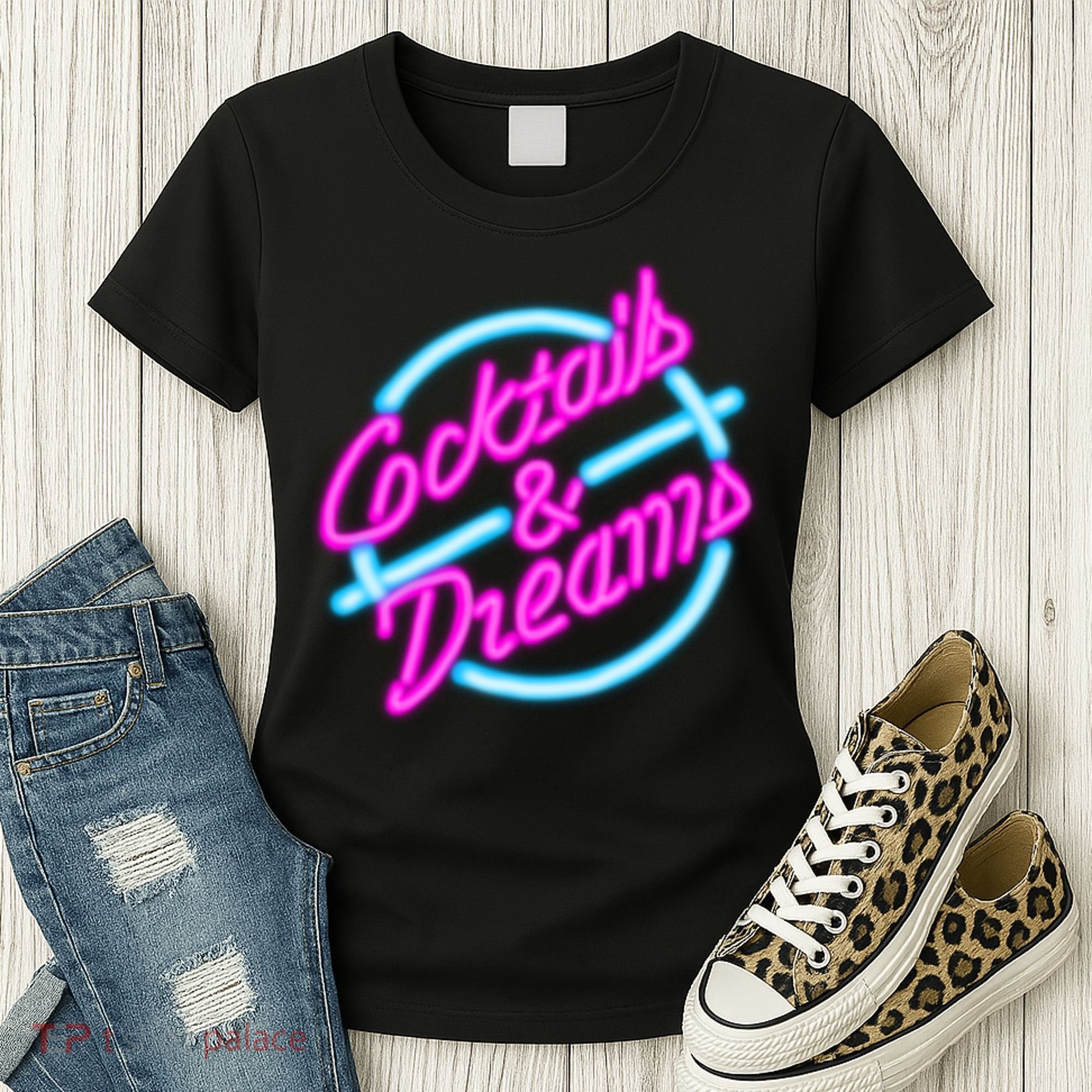 Cocktails And Dreams Retro 80s Women's T-Shirt