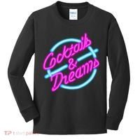 Cocktails And Dreams Retro 80s Kids Long Sleeve Shirt thumb 0