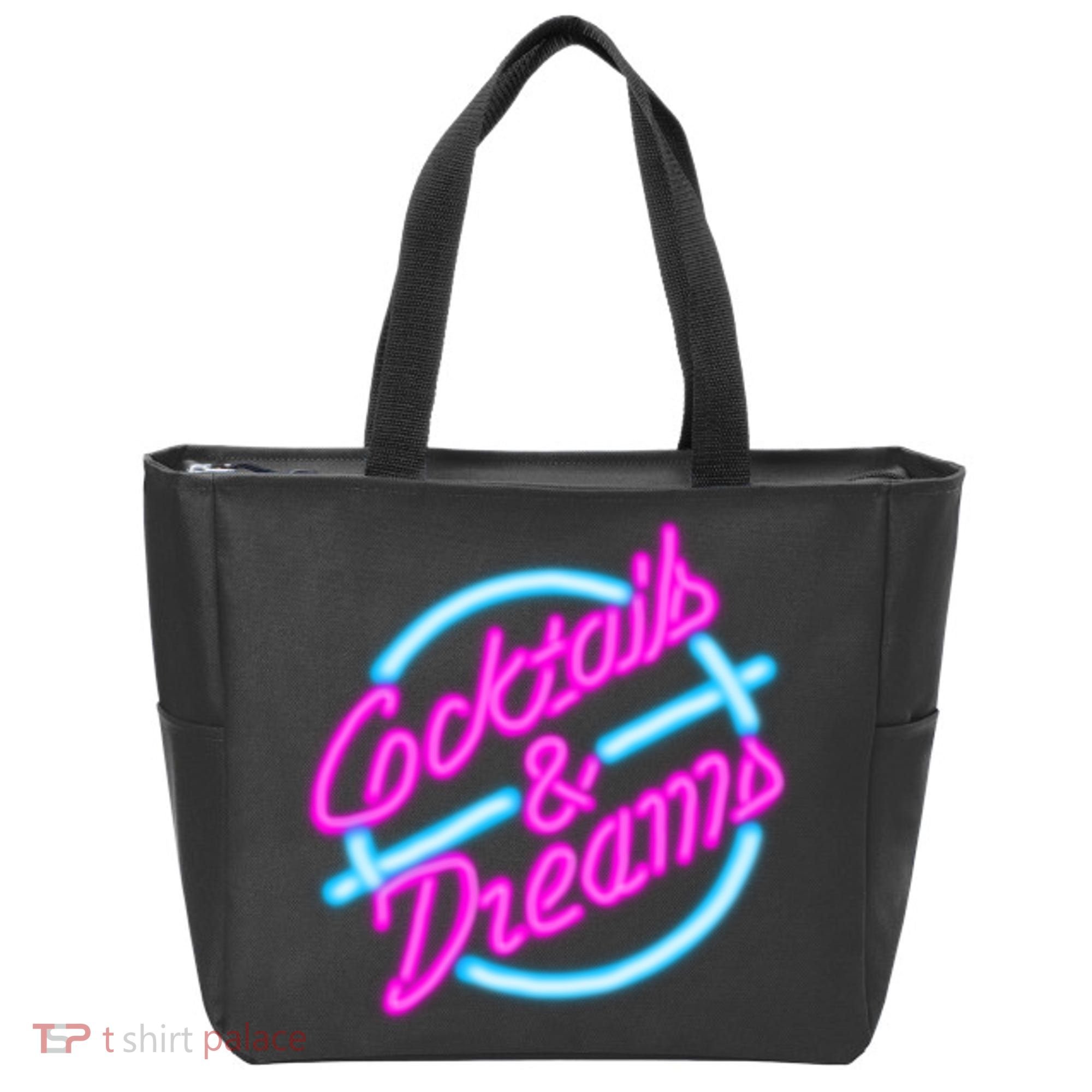 Cocktails And Dreams Retro 80s Tote Bag